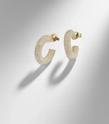 Sydney Evan Puffy 14kt gold hoop earrings with diamonds | Thumbnail 5 Sydney Evan Puffy 14kt gold hoop earrings with diamonds | Thumbnail 5