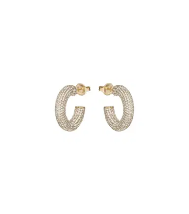 Sydney Evan Puffy 14kt gold hoop earrings with diamonds | Thumbnail 1 Sydney Evan Puffy 14kt gold hoop earrings with diamonds | Thumbnail 1