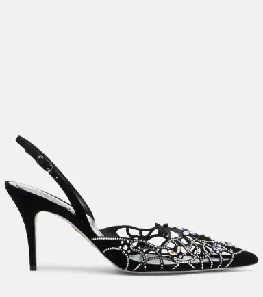 René Caovilla Embellished suede slingback pumps | Thumbnail 4 René Caovilla Embellished suede slingback pumps | Thumbnail 4
