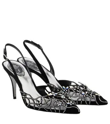 René Caovilla Embellished suede slingback pumps | Thumbnail 1 René Caovilla Embellished suede slingback pumps | Thumbnail 1