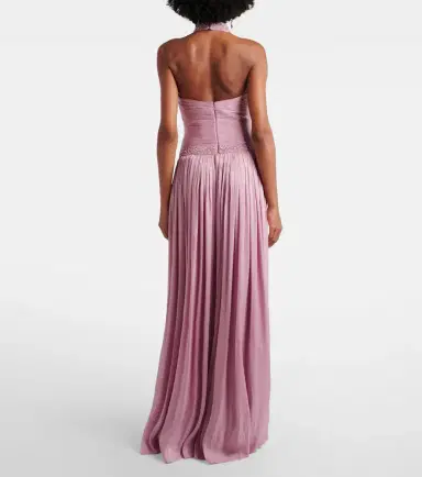 Costarellos Juliette halterneck georgette lamé gown | Thumbnail 2 Costarellos Juliette halterneck georgette lamé gown | Thumbnail 2