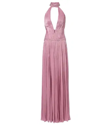 Costarellos Juliette halterneck georgette lamé gown | Thumbnail 1 Costarellos Juliette halterneck georgette lamé gown | Thumbnail 1