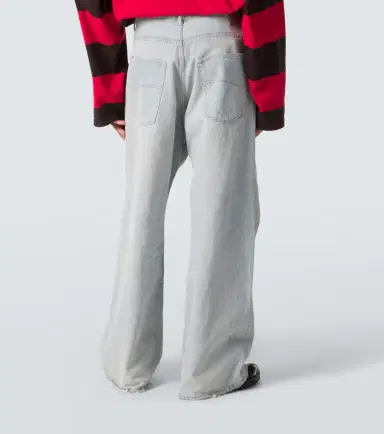 Balenciaga Leather-trimmed wide-leg jeans | Thumbnail 3 Balenciaga Leather-trimmed wide-leg jeans | Thumbnail 3
