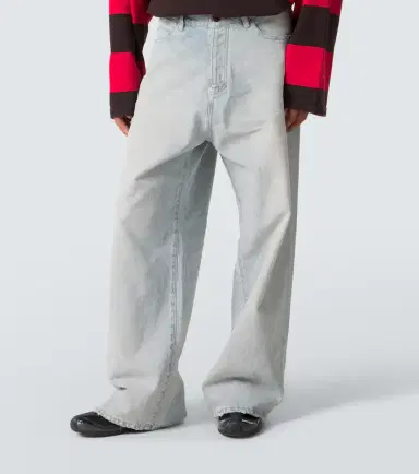 Balenciaga Leather-trimmed wide-leg jeans | Thumbnail 4 Balenciaga Leather-trimmed wide-leg jeans | Thumbnail 4