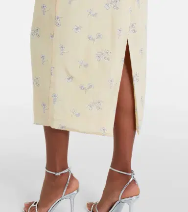 Alessandra Rich Lace-trimmed floral silk midi dress | Thumbnail 2 Alessandra Rich Lace-trimmed floral silk midi dress | Thumbnail 2