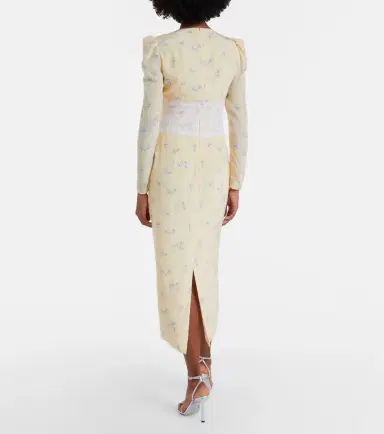 Alessandra Rich Lace-trimmed floral silk midi dress | Thumbnail 3 Alessandra Rich Lace-trimmed floral silk midi dress | Thumbnail 3