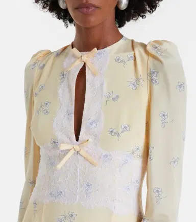 Alessandra Rich Lace-trimmed floral silk midi dress | Thumbnail 6 Alessandra Rich Lace-trimmed floral silk midi dress | Thumbnail 6