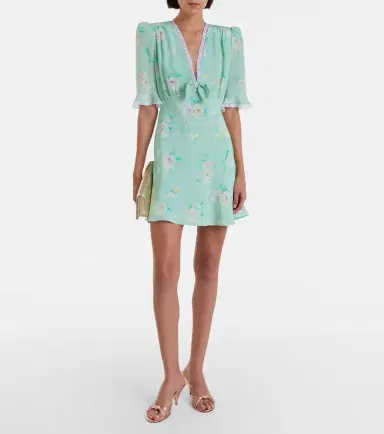 Alessandra Rich Lace-trimmed floral silk minidress | Thumbnail 4 Alessandra Rich Lace-trimmed floral silk minidress | Thumbnail 4