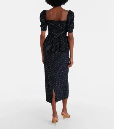 Alessandra Rich Polka-dot peplum silk midi dress | Thumbnail 2 Alessandra Rich Polka-dot peplum silk midi dress | Thumbnail 2