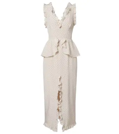 Alessandra Rich Polka-dot peplum silk midi dress | Thumbnail 1 Alessandra Rich Polka-dot peplum silk midi dress | Thumbnail 1