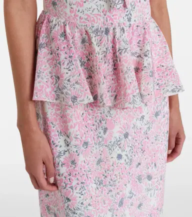 Alessandra Rich Floral peplum silk midi dress | Thumbnail 3 Alessandra Rich Floral peplum silk midi dress | Thumbnail 3
