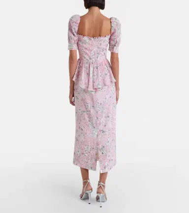 Alessandra Rich Floral peplum silk midi dress | Thumbnail 4 Alessandra Rich Floral peplum silk midi dress | Thumbnail 4