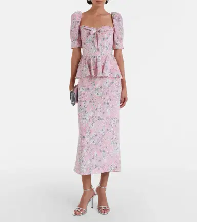 Alessandra Rich Floral peplum silk midi dress | Thumbnail 6 Alessandra Rich Floral peplum silk midi dress | Thumbnail 6
