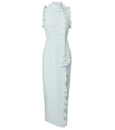 Alessandra Rich Ruffled bow-detail silk maxi dress | Thumbnail 1 Alessandra Rich Ruffled bow-detail silk maxi dress | Thumbnail 1