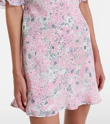 Alessandra Rich Lace-trimmed floral silk minidress | Thumbnail 3 Alessandra Rich Lace-trimmed floral silk minidress | Thumbnail 3