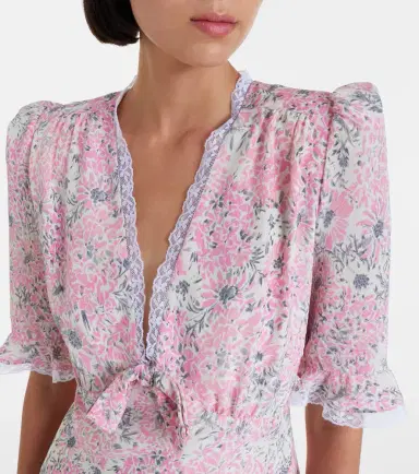 Alessandra Rich Lace-trimmed floral silk minidress | Thumbnail 4 Alessandra Rich Lace-trimmed floral silk minidress | Thumbnail 4
