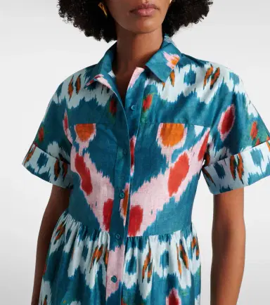 Erdem Printed tiered cotton shirt dress | Thumbnail 3 Erdem Printed tiered cotton shirt dress | Thumbnail 3