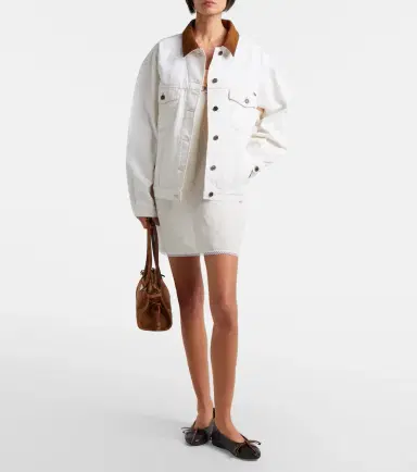 Prada Suede-trimmed denim jacket | Thumbnail 4 Prada Suede-trimmed denim jacket | Thumbnail 4