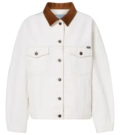 Prada Suede-trimmed denim jacket | Thumbnail 1 Prada Suede-trimmed denim jacket | Thumbnail 1