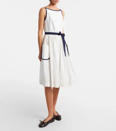 Prada Cotton and linen midi dress | Thumbnail 2 Prada Cotton and linen midi dress | Thumbnail 2