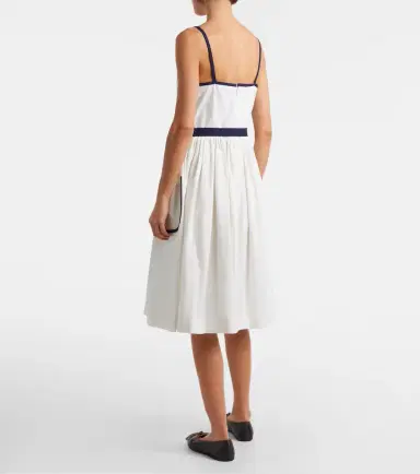 Prada Cotton and linen midi dress | Thumbnail 6 Prada Cotton and linen midi dress | Thumbnail 6