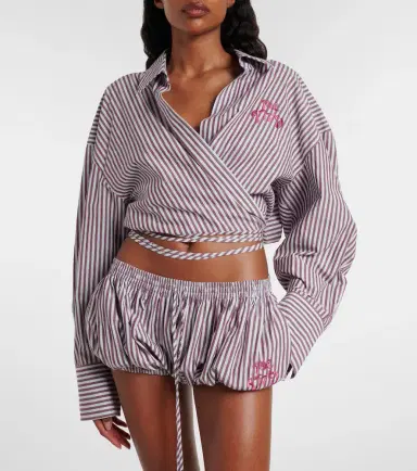 The Attico Striped cotton wrap top | Thumbnail 3 The Attico Striped cotton wrap top | Thumbnail 3