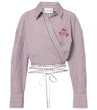 The Attico Striped cotton wrap top | Thumbnail 1 The Attico Striped cotton wrap top | Thumbnail 1