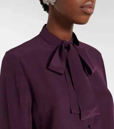 Valentino Tie-neck silk crêpe de chine blouse | Thumbnail 2 Valentino Tie-neck silk crêpe de chine blouse | Thumbnail 2