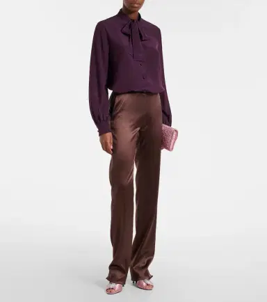 Valentino Tie-neck silk crêpe de chine blouse | Thumbnail 3 Valentino Tie-neck silk crêpe de chine blouse | Thumbnail 3