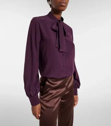 Valentino Tie-neck silk crêpe de chine blouse | Thumbnail 5 Valentino Tie-neck silk crêpe de chine blouse | Thumbnail 5