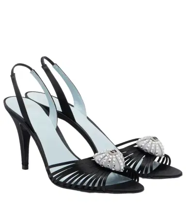 Valentino Garavani Caur Royal satin slingback sandals | Thumbnail 1 Valentino Garavani Caur Royal satin slingback sandals | Thumbnail 1