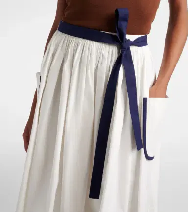 Prada Belted cotton and linen midi skirt | Thumbnail 2 Prada Belted cotton and linen midi skirt | Thumbnail 2