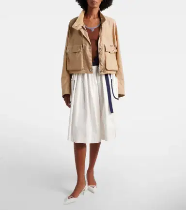 Prada Belted cotton and linen midi skirt | Thumbnail 5 Prada Belted cotton and linen midi skirt | Thumbnail 5