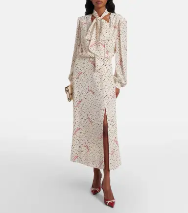 Valentino Polka-dot silk crêpe de chine midi dress | Thumbnail 3 Valentino Polka-dot silk crêpe de chine midi dress | Thumbnail 3