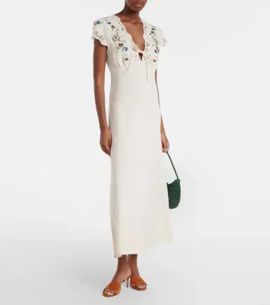 Rixo Amari embroidered linen-blend midi dress | Thumbnail 3 Rixo Amari embroidered linen-blend midi dress | Thumbnail 3