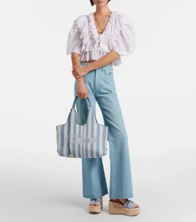 Chloé Chloé Chloé Stripy Large logo canvas tote bag | Thumbnail 5 Chloé Chloé Chloé Stripy Large logo canvas tote bag | Thumbnail 5