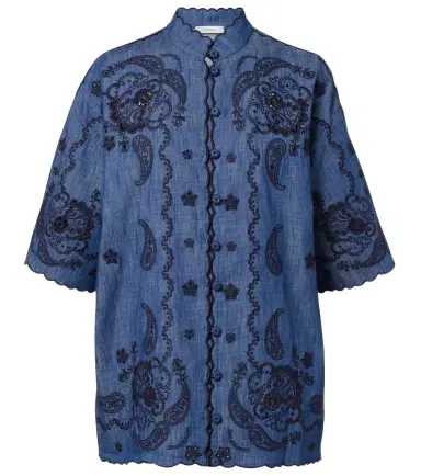 Zimmermann Aster embroidered denim shirt | Thumbnail 1 Zimmermann Aster embroidered denim shirt | Thumbnail 1