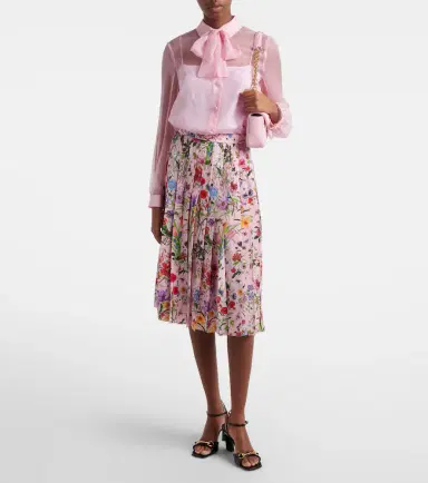 Gucci Flora pleated silk midi skirt | Thumbnail 4 Gucci Flora pleated silk midi skirt | Thumbnail 4