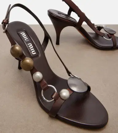 Miu Miu Embellished leather sandals | Thumbnail 2 Miu Miu Embellished leather sandals | Thumbnail 2