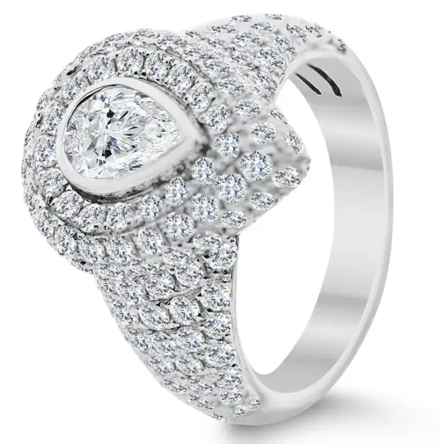 2.40ct Diamond 18K Gold Pear Halo Cocktail Ring 2.40ct Diamond 18K Gold Pear Halo Cocktail Ring