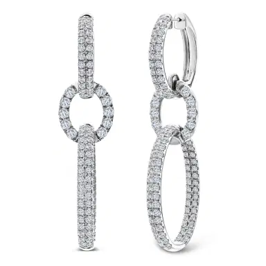 Wish Fine Jewelry 3.60ct Diamond 18K Gold Hoop Dangle Drop Earrings | Thumbnail 1 Wish Fine Jewelry 3.60ct Diamond 18K Gold Hoop Dangle Drop Earrings | Thumbnail 1