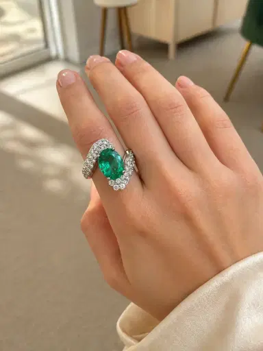 Wish Fine Jewelry 5.12ct Emerald Diamond 18K Gold Bezel Wrap Ring | Thumbnail 2 Wish Fine Jewelry 5.12ct Emerald Diamond 18K Gold Bezel Wrap Ring | Thumbnail 2