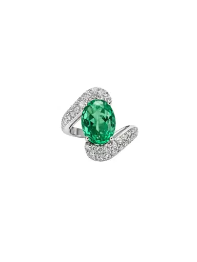 Wish Fine Jewelry 5.12ct Emerald Diamond 18K Gold Bezel Wrap Ring | Thumbnail 1 Wish Fine Jewelry 5.12ct Emerald Diamond 18K Gold Bezel Wrap Ring | Thumbnail 1