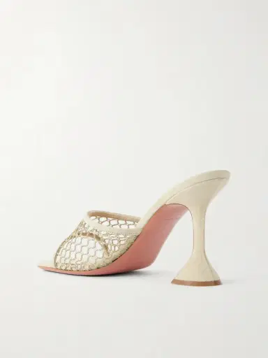 Amina Muaddi Lupita 95 Mesh Suede Sandals | Thumbnail 3 Amina Muaddi Lupita 95 Mesh Suede Sandals | Thumbnail 3