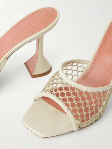 Amina Muaddi Lupita 95 Mesh Suede Sandals | Thumbnail 5 Amina Muaddi Lupita 95 Mesh Suede Sandals | Thumbnail 5