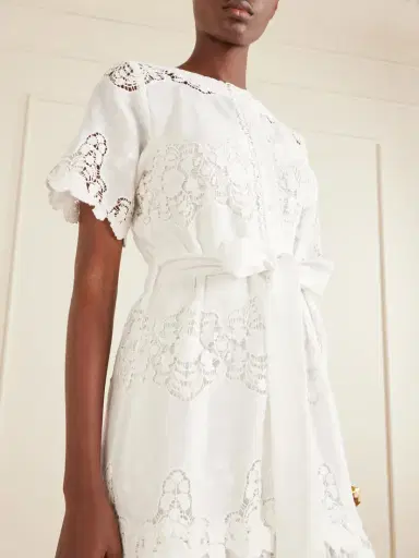 Miguelina Romilly Belted Embroidered Cotton And Linen-blend Midi Dress | Thumbnail 4 Miguelina Romilly Belted Embroidered Cotton And Linen-blend Midi Dress | Thumbnail 4