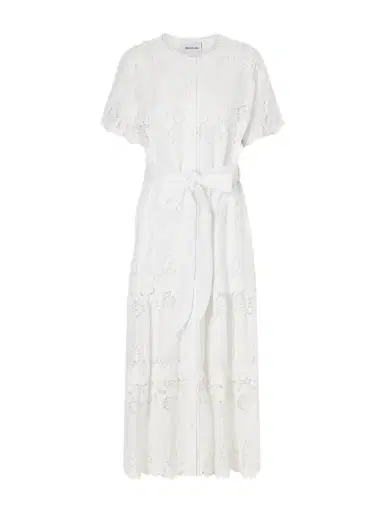 Miguelina Romilly Belted Embroidered Cotton And Linen-blend Midi Dress | Thumbnail 1 Miguelina Romilly Belted Embroidered Cotton And Linen-blend Midi Dress | Thumbnail 1