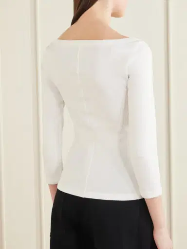 FLORE FLORE Steffi Ribbed Organic Cotton-jersey T-shirt | Thumbnail 4 FLORE FLORE Steffi Ribbed Organic Cotton-jersey T-shirt | Thumbnail 4