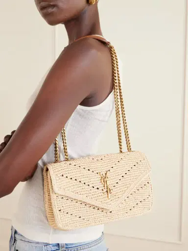 Saint Laurent Loulou Small Leather-trimmed Raffia Shoulder Bag | Thumbnail 2 Saint Laurent Loulou Small Leather-trimmed Raffia Shoulder Bag | Thumbnail 2