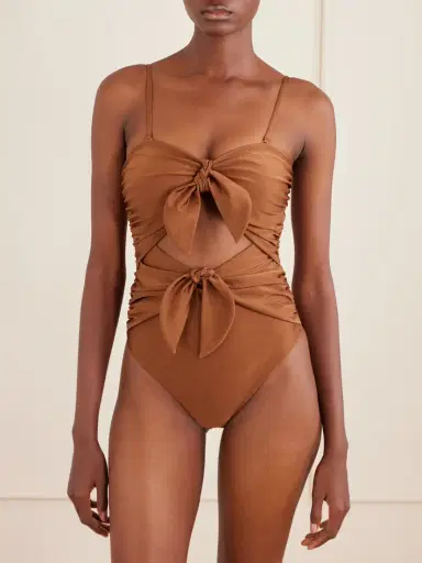 Zimmermann Aster Knot-detailed Gathered Swimsuit | Thumbnail 2 Zimmermann Aster Knot-detailed Gathered Swimsuit | Thumbnail 2